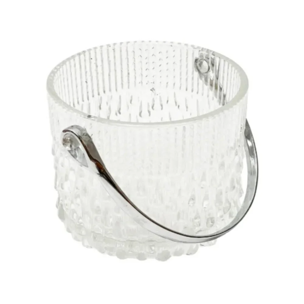 Vintage Teleflora France crystal ice bucket with a chrome handle-Taiwan